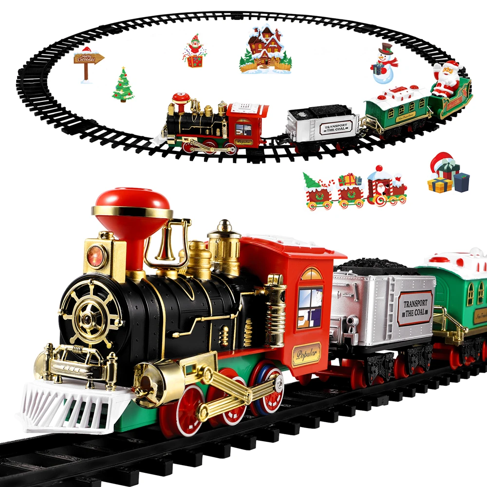 Kids Toys Electric - Christmas Train Set Festive Mini Locomotive