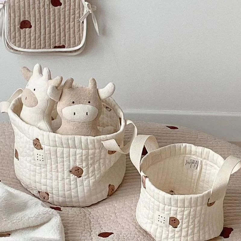 Cute Bear Embroidery Diaper Ba - Kids Toys Basket ulasan dan harga